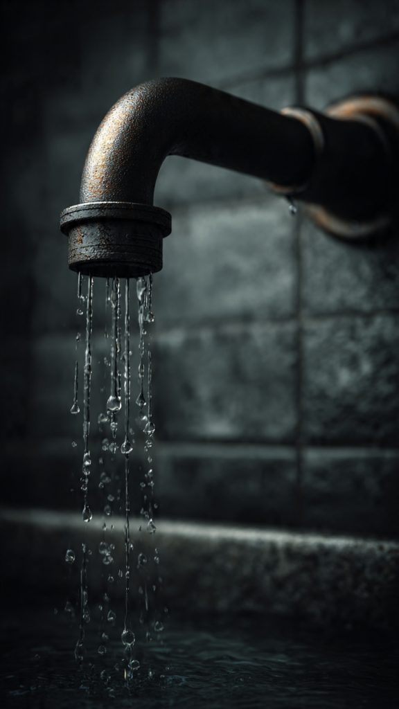 high end studio image of leaking pipes in a modern