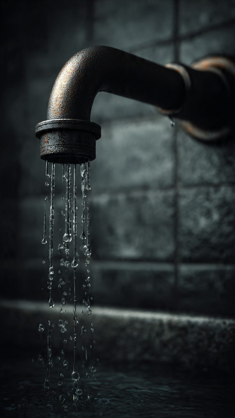high end studio image of leaking pipes in a modern